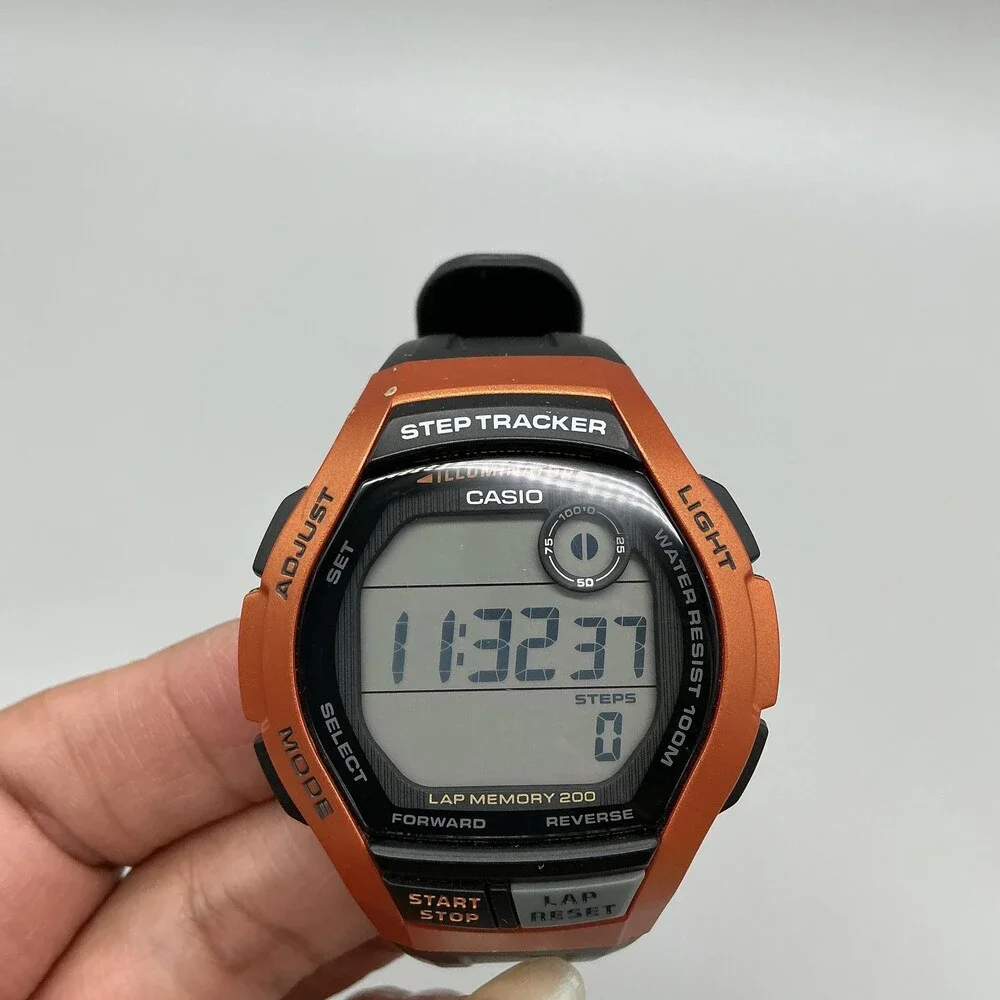 Casio WS-2000H Step Tracker Mens Watch 44mm Digital Orange Black 100M Sport